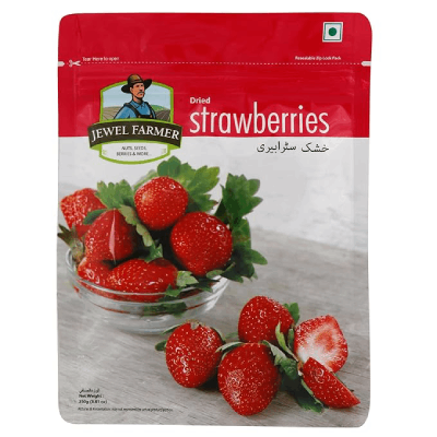 JEWEL FARMER Dried Strawberry Enriched with Vitamin C & Fiber, Nutritious & Exotic Dry Fruit Package 250 g