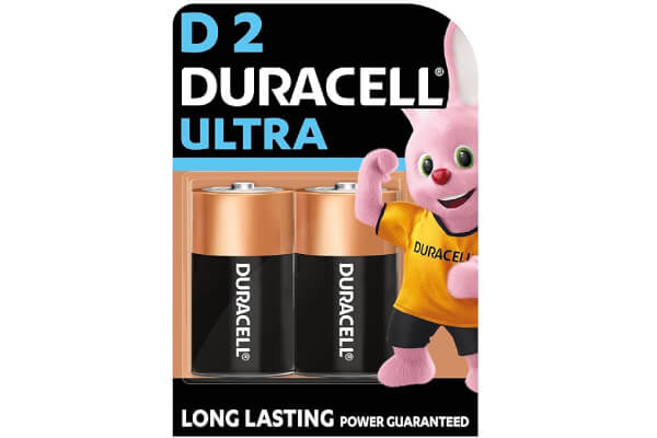 Duracell Ultra Alkaline D Battery, 2 Pcs