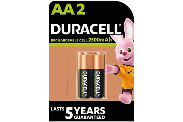 Duracell Rechargeable AA 2500mAh Batteries, 2 Pcs