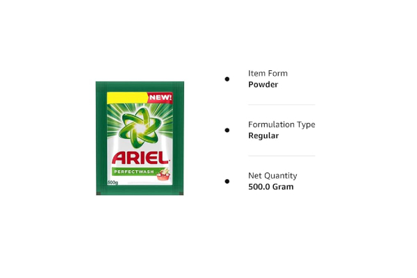 Ariel Perfect Wash Detergent Powder, 500g