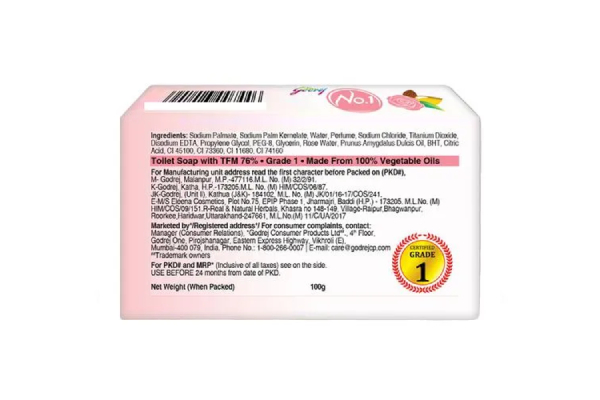 Godrej No.1 Rosewater, 100 g (Pack of 5)